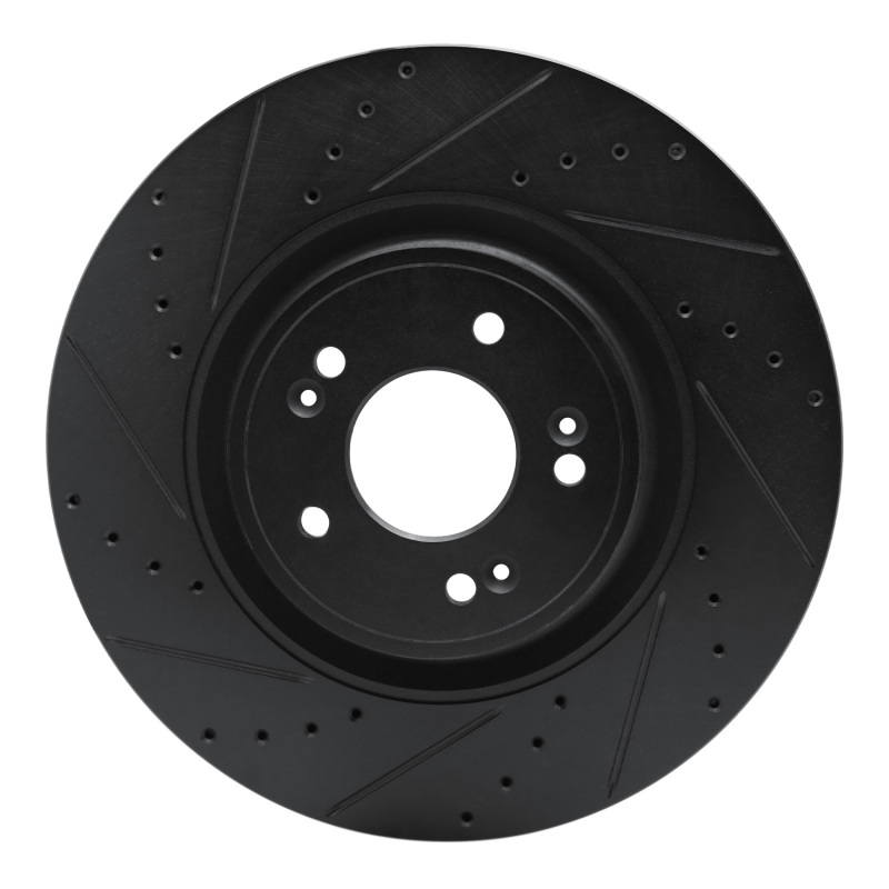 Genesis G80 Brake Rotor (1) - Front Left - R1 Concepts - Drilled & Slotted - Black - `18-`20